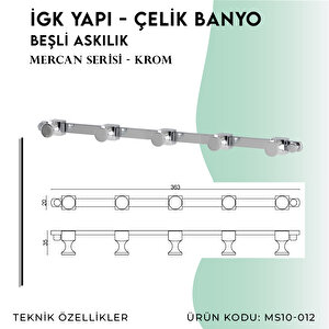İgk Yapi - Çelik Banyo Mercan Beşli Askılık (ms10-012)