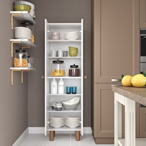 Bohem 2 Kapak 6 Raflı Çok Amaçlı Dolap - Beyaz