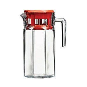 1.2l Köşem Cam Sürahi Kırmızı Kapaklı 43414