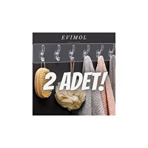 Kendinden Yapışkanlı Güçlü Şeffaf 5'li Askılık ( 2 Adet )
