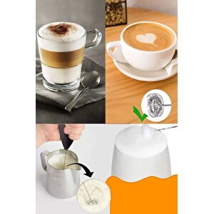 2li Kahve Köpürtücü Mikser Süt Karıştırıcı Cappuccino Çırpıcı Çelik Uçlu Yumurta Krema Çırpma Aleti