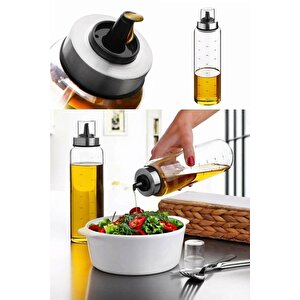 2 Adet Borosilikat Cam 500ml Damlatmaz Yağdanlık,(isiya Dayanikli Akilli Yağlik)