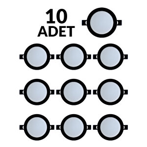 Hl-3151 10 Adet 8 Watt Sıva Altı Yuvarlak Slim Backlight Led Panel Armatür 10'lu 8w Siyah Kasa Armatür Gün Işığı