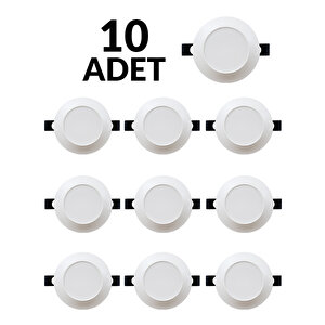 Hl-3150 10 Adet 5 Watt Sıva Altı Yuvarlak Slim Backlight Led Panel Armatür 10'lu 5w Beyaz Kasa Armatür Çok Renkli