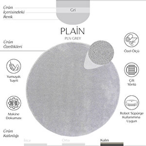 Plain Gri Salon Halısı Yumuşak Çocuk Halısı Kesme Yolluk Koridor Halı Yuvarlak Büyük Halı 200x200 cm