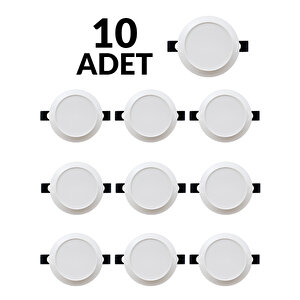 Hl-3151 10 Adet 8 Watt Sıva Altı Yuvarlak Slim Backlight Led Panel Armatür 10'lu 8w Beyaz Kasa Armatür Beyaz