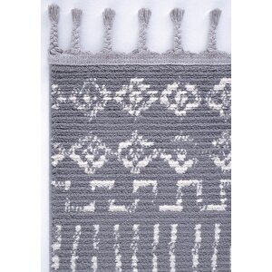 Pera 1005 Gri Krem Hav Vermez Yumuşak Dokulu Mutfak Antre Çocuk Odası Dokuma Makine Halısı 80x150 cm