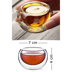6 Adet Çift Cidarlı Mini Kahve Yanı Lokumluk Reçellik Sosluk Ketçap Mayonez Kasesi Borasilikat Tabak