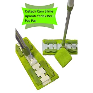 Mor Mandallı / Kıskaçlı Istediğin Bezi Tak Yer Duvar Cam Silme Mopu (mi̇krofi̇ber Yedek Bezli̇)