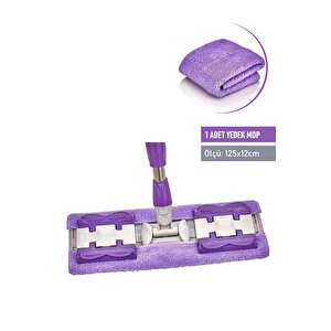 Sihirli Teleskobik Fayans Duvar Yüzey Temizlik Mikrofiber Mandallı Mop - Mor
