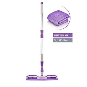 Sihirli Teleskobik Fayans Duvar Yüzey Temizlik Mikrofiber Mandallı Mop - Mor