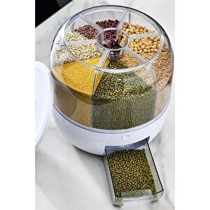 Kuru Gıda Bakliyat Organizeri 6lı Erzak Saklama Kabı 360° Döner Hava Geçirmez Gıda Organizeri