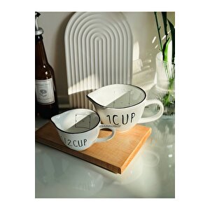 2'li Loza Seramik Ölçü Bardağı Seti Kupa Bardak 250 Ml/500ml