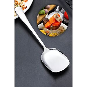 Pratik 21 Cm Paslanmaz Çelik Lüx Servis Salata Kaşığı Spatula | Çelik Yemek Servis Kaşığı - 1 Adet