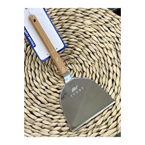 Paslanmaz Çelik Bambu Saplı Spatula Geniş Boy