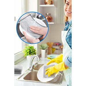Çok Amaçlı Lavabo Detay Temizleme Fırçası Ve Çizilmez Tel Bulaşık Bezi 2'li Set