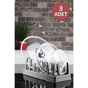 3'lü 6 Bölmeli Pratik Tencere Kapak Düzenleyici Organizer