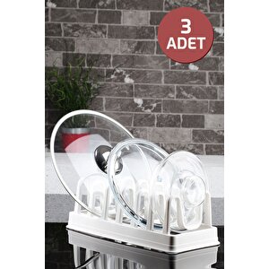 3'lü 6 Bölmeli Pratik Tencere Kapak Düzenleyici Organizer