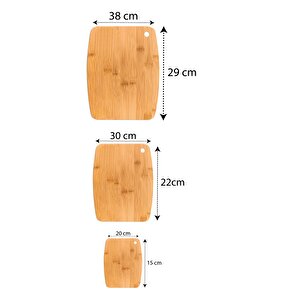 B5104 Tiveli 3lü Kesme Tahtası Bambu