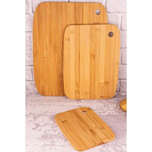 B5104 Tiveli 3lü Kesme Tahtası Bambu