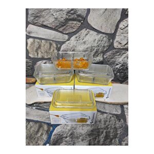 Tereyağlık.3 Lü (3 Adet) Iki Bölmeli Cam Tereyağlık-kahvaltılık Saklama Kabı