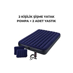 64765 Şişme Yatak Çift Kişilik Çadır Yatağı Kamp Yatağı.yastık Pompa Seti