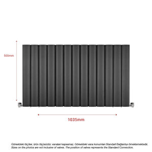 500x1035mm Amber Yatay Antrasit Alüminyum Radyatör