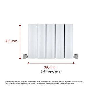 300x395mm Amber Yatay Beyaz Alüminyum Radyatör