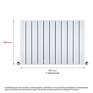 600x875mm Amber Yatay Beyaz Alüminyum Radyatör