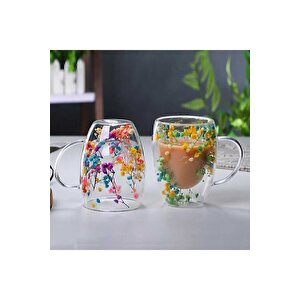 Çiçekli Bardak Boraksilat 250 Ml Isıya Dayanıklı 3 Lü Set