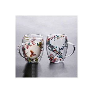 Çiçekli Bardak Boraksilat 250 Ml Isıya Dayanıklı 3 Lü Set