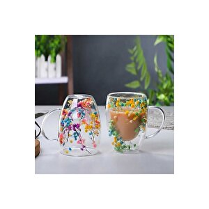 Çiçekli Bardak Boraksilat 250 Ml Isıya Dayanıklı 3 Lü Set