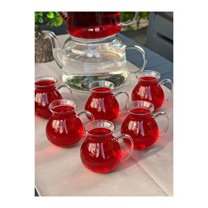 Keyfi Ala Borosilikat Cam 6'lı Çay Bardağı 200ml