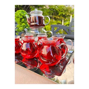 Keyfi Ala Borosilikat Cam 6'lı Çay Bardağı 200ml