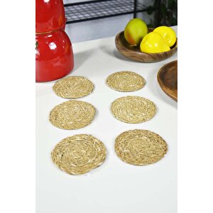 Hasır Yuvarlak Bardak Altı 10 Cm 6 Adet