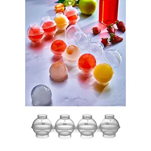 2 Adet Pratik 4'lü Sızdırmaz Küre Buz Kalıbı Top Buz Kalıbı Kokteyl Sunum Kalıbı Içeçecek Buz Topu