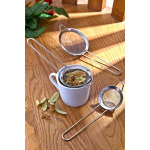 Çay Süzgeci Paslanmaz Metal Çay Süzgeci Bitki Çayı Demleme Süzgeç Çok Amaçlı 3 Lü Set