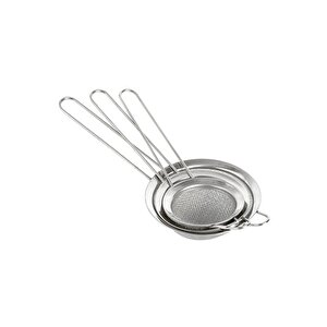 Paslanmaz Çelik 3 Boy Çay Süzgeç Seti 8-7-5 Cm