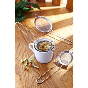 Paslanmaz Çelik 3 Boy Çay Süzgeç Seti 8-7-5 Cm
