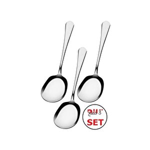 3 Adet Çelik Servis Kaşık 21 Cm