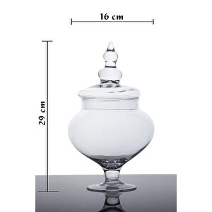 Tombik Ayaklı Drajelik Kapaklı Cam Kurabiyelik/ Şekerlik 29cm 4 Parça