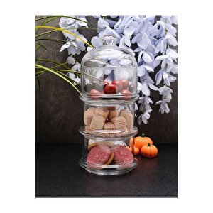 96815 Villa Patisserie 3 Katlı Cam Kurabiyelik Büyük Boy