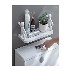 2 Adet Sevimli İnsan Motifli Banyo Mutfak Ofis Baharat Rafı Kendinden Yapışkanlı Çöp Adam Rafı
