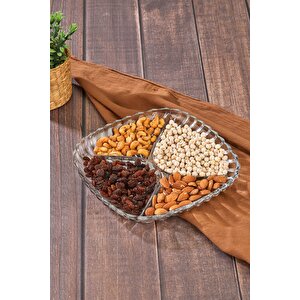 4 Bölmeli Cam Çerezlik,kahvaltılık,sunumluk