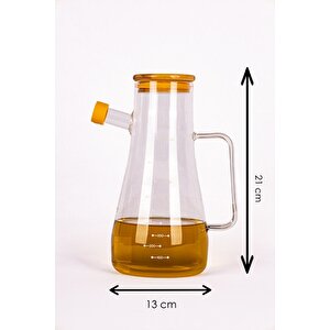 2'li Bambu Kapaklı Altlıklı Borosilikat Cam Yağlık Sirkelik 900 Ml