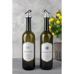Ahşap Stantlı Amber 2'li 750 Ml Zeytinyağı Sıvıyağ Şişesi Yağdanlık Yağlık 750 Ml Standlı