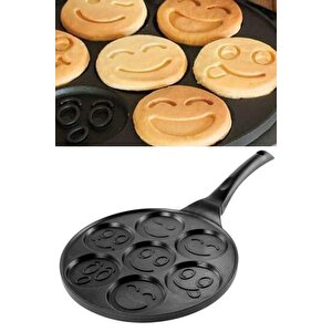 Döküm Granit Kaplama Emoji Pankek Tavası Pancake Siyah 28cm