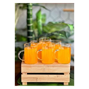 6 Adet Borosilikat Isıya Dayanıklı Termısıl Cam Kupa Bardak 200 Ml