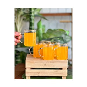 6 Adet Borosilikat Isıya Dayanıklı Termısıl Cam Kupa Bardak 200 Ml