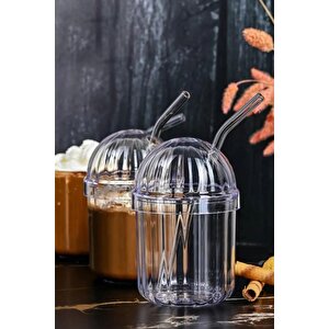Dome Pipetli Akrilik 2'li Bardak Seti - 400ml